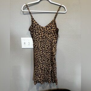 H&M Leopard Print Mini Slip Dress - Tan & Black